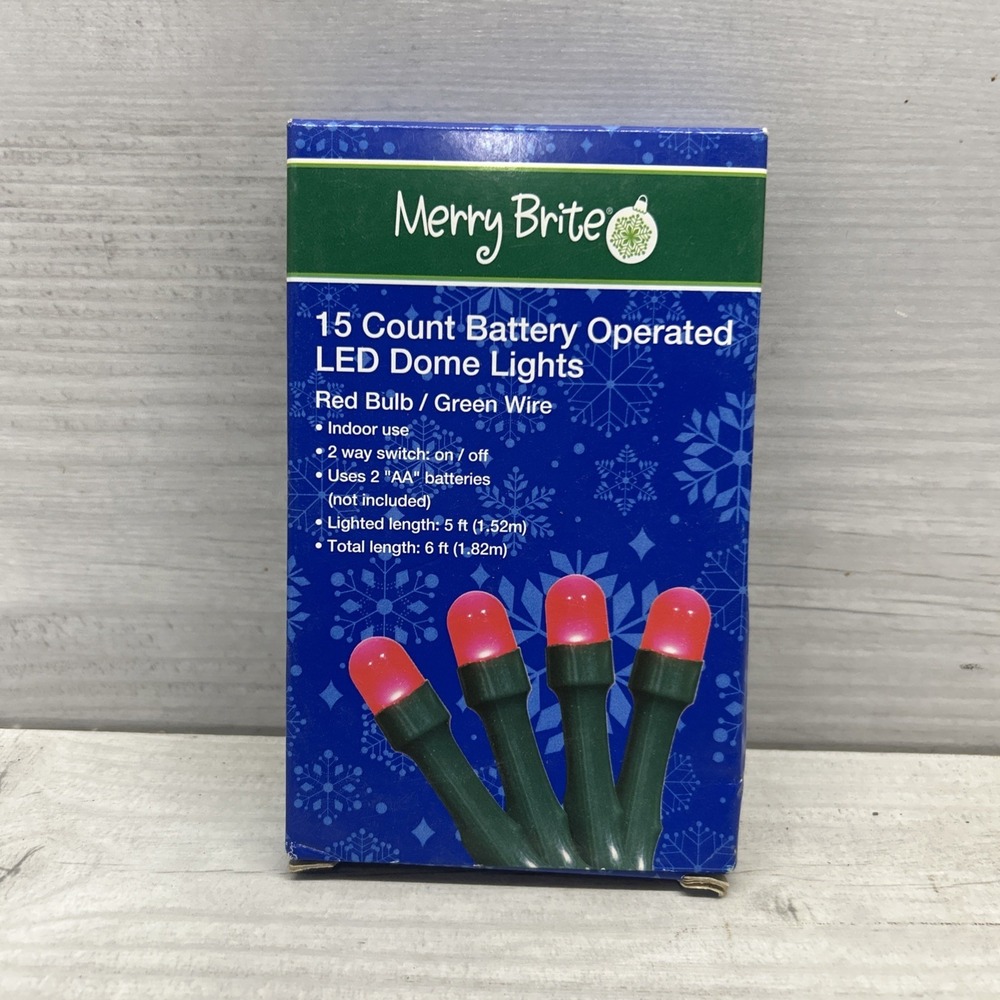 New! Pack of Merry Brite 15 Count Battery Operated LED Dome Lights Red